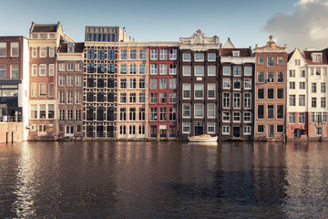 Naklejka premium Canal of old Amsterdam, Netherlands