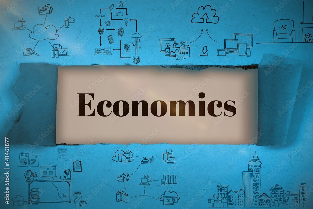 Poster composite image of composite image of business icons 3d