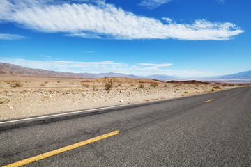 Endless desert road, Death Valley, California, USA.