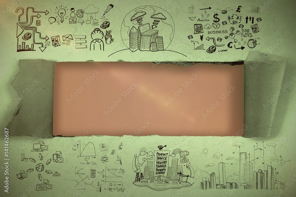 Poster composite image of composite image of business icons 3d
