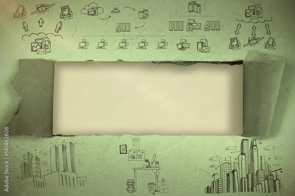 Poster composite image of composite image of business icons 3d