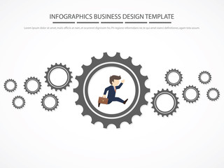 Easy to edit with people walking on gear. Infographic Template. Vector Illustration.