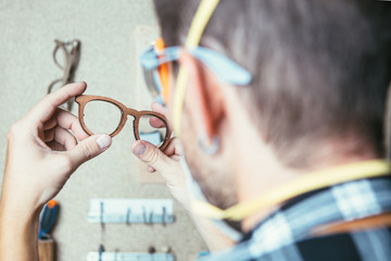 Man producing glasses