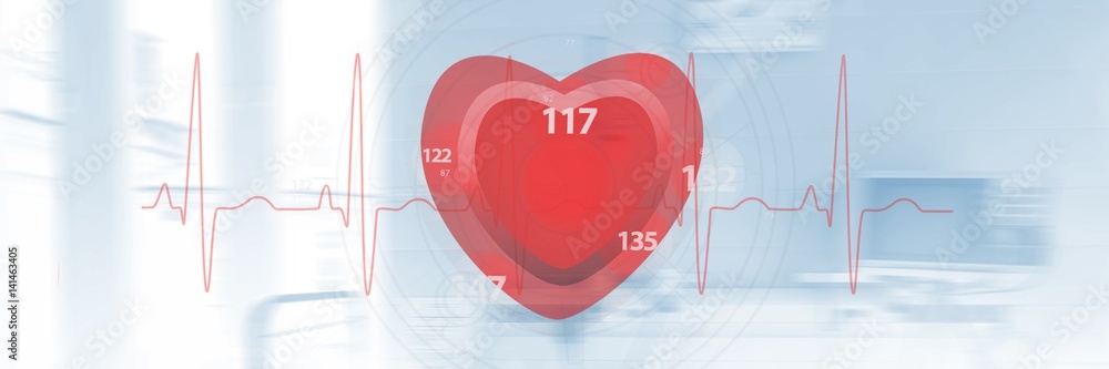Poster composite image of application of heart rate 3d