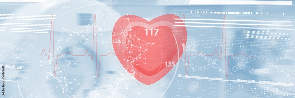 Poster composite image of application of heart rate 3d