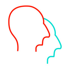 Human mind icons, thin line style. A man with ideas, the concept of a creative symbol. Color style of the 80's