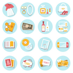 Shopping Flat Design Icon Set