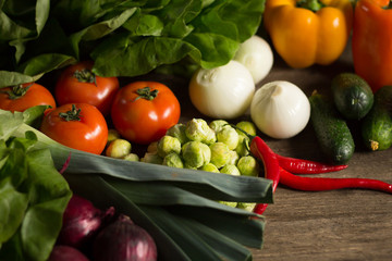 Various Vegetables diet products, Healthy food concept, Place for typography