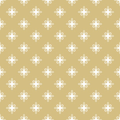 Floral vector golden and white ornament. Seamless abstract classic background with flowers. Pattern with repeating elements