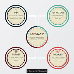 infographic template design in green/brown/red color.
