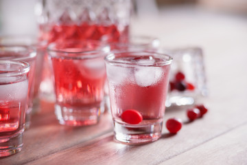 Shot with natural cranberry and vodka