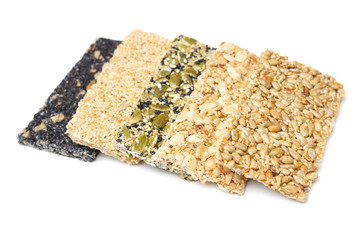 Different types of multi-grains bars isolated