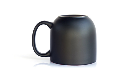 black coffee cup on a white background.