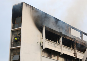 condominium or apartment burning.
