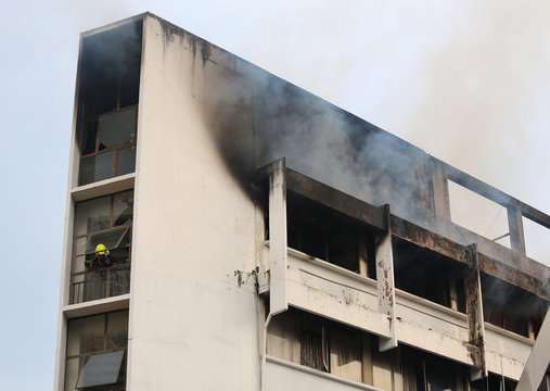 condominium or apartment burning.
