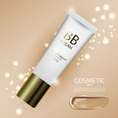 Luxury cosmetic Bottle package skin care cream, Beauty cosmetic product poster, with Bokeh background