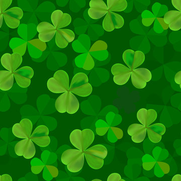 Clover seamless pattern vector illustration. St Patrick's Day symbol, Irish lucky shamrock background.