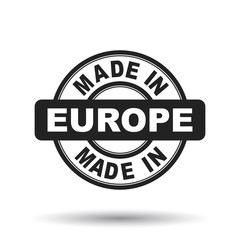 Fototapeta premium Made in Europe black stamp. Vector illustration on white background