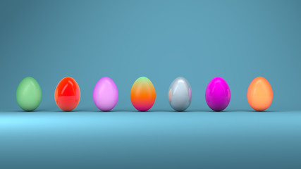 Easter eggs, trendy design concept, 3d illustration.