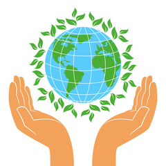 Green Earth in human hands