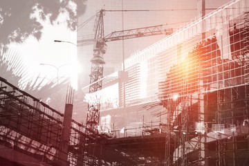 Composite image of work in progress in the city