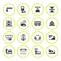 Set round icons of parking