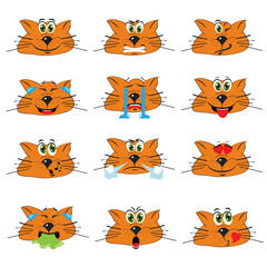 Cat Emojis Set of Emoticons Icons Isolated