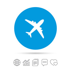 Airplane sign. Plane symbol. Travel icon.