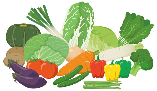 野菜の盛り合わせイメージイラストセット