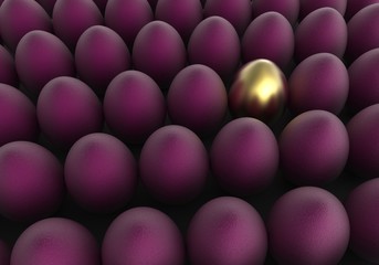Easter background Golden and purple eggs
