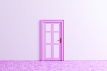 Pink door and white wall