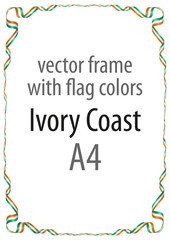 Frame and border of ribbon with the colors of the Ivory Coast flag