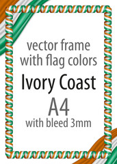 Frame and border of ribbon with the colors of the Ivory Coast flag