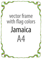 Frame and border of ribbon with the colors of the Jamaica flag