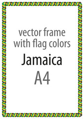 Frame and border of ribbon with the colors of the Jamaica flag