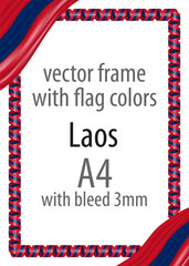 Frame and border of ribbon with the colors of the Laos flag