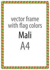 Frame and border of ribbon with the colors of the Mali flag