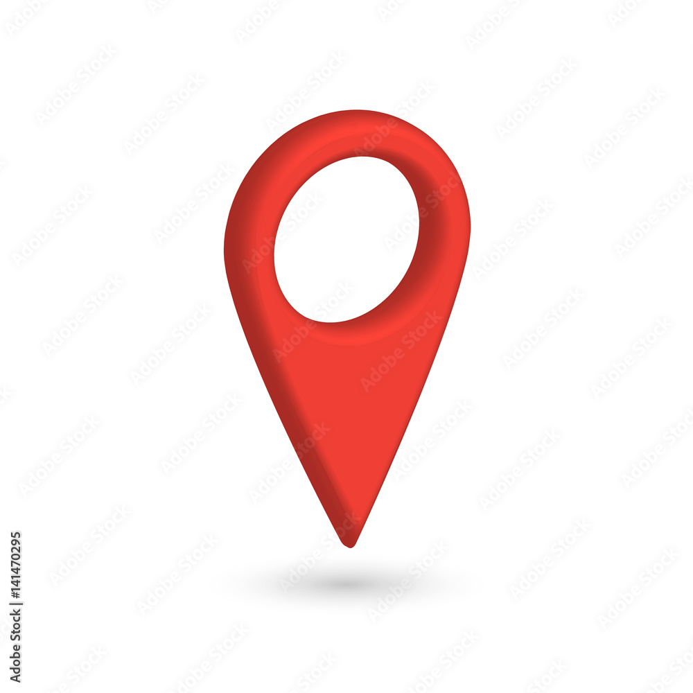 Aufkleber red 3d map pointer with dropped shadow on white background. eps10 vector illustration.