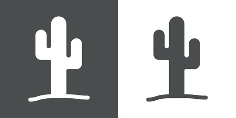 Icono plano cactus gris y blanco © teracreonte
