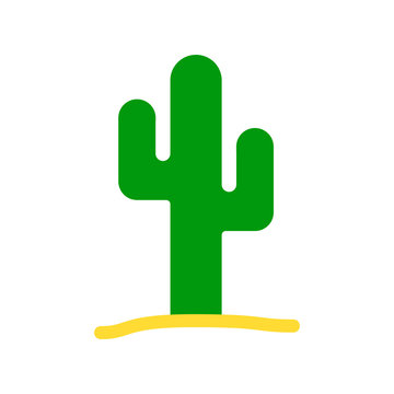 Icono plano cactus color en fondo blanco