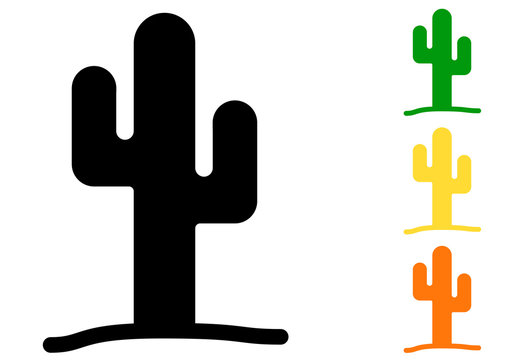 Icono plano cactus varios colores