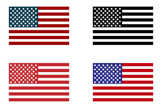 USA Flag. Set of american flag