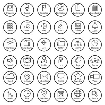 Set of universal modern thin line icons for web and mobile