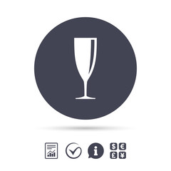 Glass of champagne sign icon. Alcohol drink.