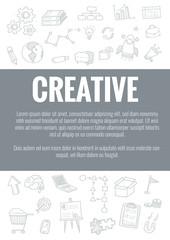 Vector template for social network theme with hand drawn doodles business icon in background.Concept for business idea,startup and innovation internet of things technology.