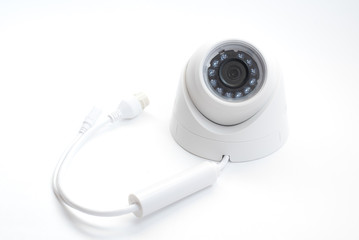 Surveillance camera isolated on white background, with clipping paths