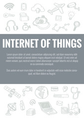 Vector template for internet of things theme with hand drawn doodles business icon in background.Concept for business idea,startup and innovation internet of things technology.