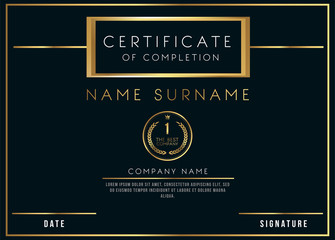 Vector Certificate Template Design with Luxury Best Company Award