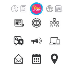 Communication icons. News, chat messages signs.