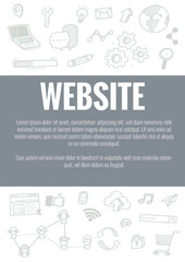 Vector template for website theme with hand drawn doodles business icon in background.Concept for business idea,startup and innovation internet of things technology.